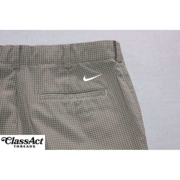 Nike Golf Pants Mens Brown Checked Dri-Fit Tour Performance Stretch 33 X 32 - Picture 10 of 11